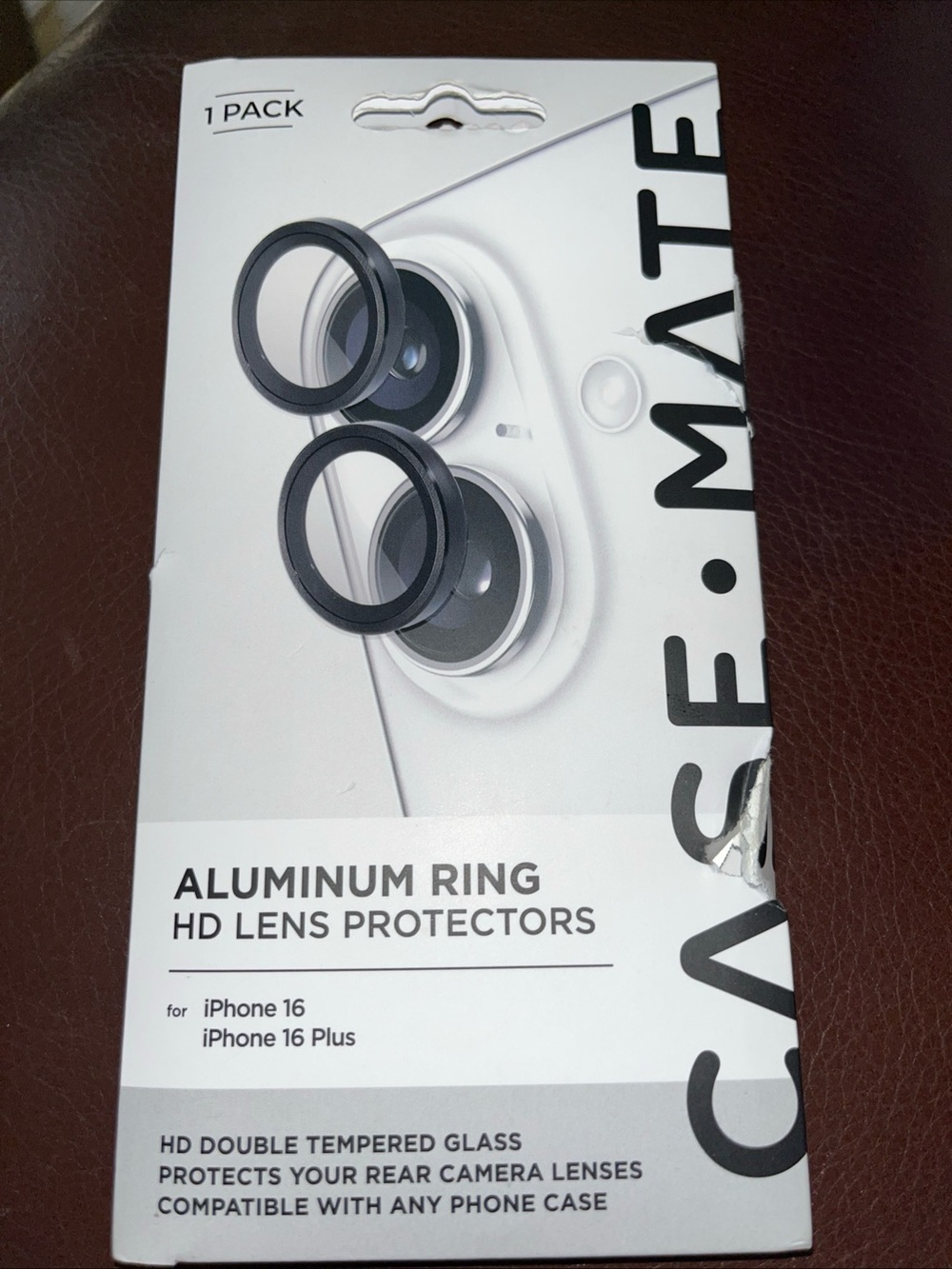 Case-mate Black Aluminum Ring HD Lens Protectors for iPhone 16/ 16 Plus